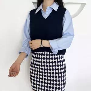 치마 니트 스커트 H라인 숏기장 여성 다이아몬드패턴데일리 캐주얼 패션 면스커트 H스커트 롱스커트 플리츠