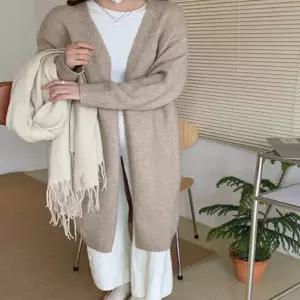 여성 롱 가디건 봄 가을 캐주얼 니트 데일리 4컬러오픈 여자 시스루 비치 로브