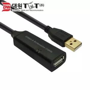 (대원TMT) 티엠티 USB 2.0 연장 리피터 케이블 10M (무전원) (DW-USBE-10M)잭 연장선 리피터선