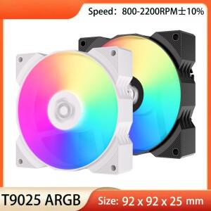 T9025 92x92x25mm ARGB&PWM 팬, 컴퓨터 섀시 CPU 냉각 속도 800-2200rpm, 5V/3Pin 유압 베어링 환풍기