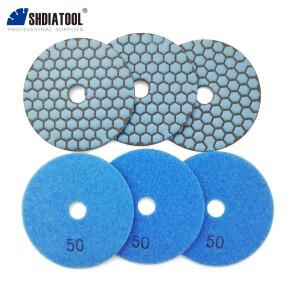 SHDIATOOL 7Pcs 4 그릿 # 50 레진 본드 다이아몬드 유연 연마 패드 샌더 디스크 100mm 건식 스톤 샌딩 대리