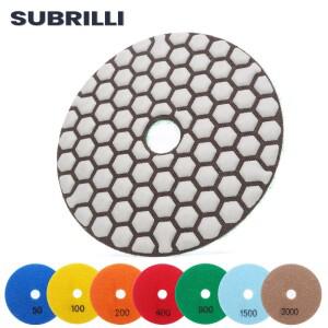 SUBRILLI 4 100mm 다이아몬드 연마 패드 건식 사용 날카롭고 유연한 샌딩 디스크 화강암 대리석 석재 연삭