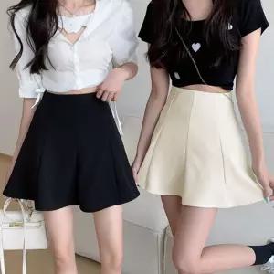 여성 하이웨스트 A라인 플리츠 스커트 속바지 치마캐주얼 캐주얼룩 데이트 예쁜 솔리드 골프 미니