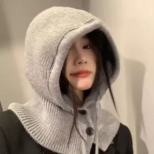 후드 모자 워머 방한 레이어드 겨울 170g 모자 페이크 니트 바라클라바 비니 넥워머