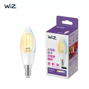 필립스 위즈 스마트전구 LED 웜 앤 쿨 화이트 캔들 E14전구 촛대구
