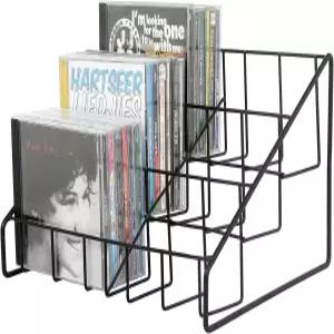 마이기프트 CD 디스플레이 스탠드 랙 타워 3단 DVD 홀더 테이블탑 컴팩트 주얼 케이스 수납 스텝 티어