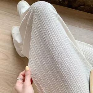 세로골지 슬림 라인 여자 와이드팬츠 데일리 밴딩팬츠