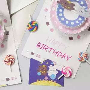 [제이큐]축하 생일 팝업 카드 세트 플래닛 엽서 케이크 편지 입체 3D