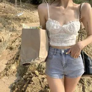 사이드 트임 데님 핫팬츠 바캉스룩 반바지