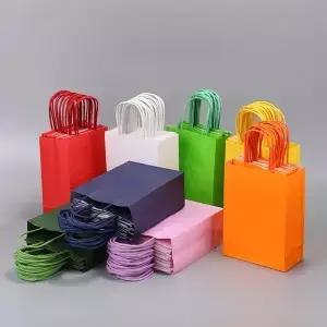 10pcs 다채로운 크래프트 종이 선물 가방 웨딩 파티 장식 쇼핑 DIY 축제 크리스마스 용품