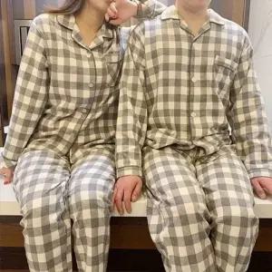 헨리제이에스)순면 피치기모 수면 잠옷세트 커플 커플잠옷 기모잠옷