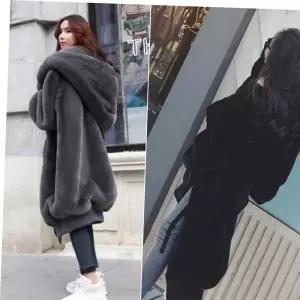 여성 캐주얼 후드 코트 공항 데일리 패션 인조 모피