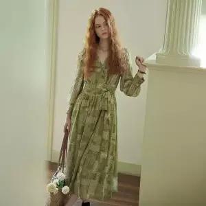 [프라우드마리]PM_Vintage print peplum dress