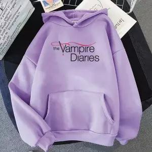 후드티 가을 겨울 The Vampire Diaries 프린트 후드 여성 남성 캐주얼 탑 스웨터 긴 하라주쿠 풀오버