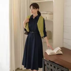 시크라인 XXL까지) 모온 카라 플레어 원피스 가을 봄 하객룩 오피스룩 데이트룩 격식룩 자체제작 빅사이즈