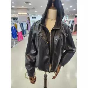 멜로디가든 여성 후드 인조 라이더 가죽 점퍼 M26F8R103