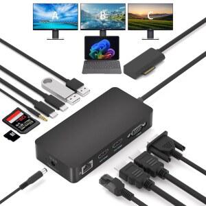 12가지 기능을 갖춘 새로운 서피스 도킹 스테이션으로 트리플 디스플레이(VGA + 듀얼 4K@30HZ HDMI)를 지원하며 SURFACE PRO 11/10/9/8/X/7/6/5/4/3 SURFACE LAPTOP SURFACE LAPTOP GO SURFACE GO DOCK SURFACE BOOK