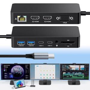 서피스 THUNDERBOLT 4 도킹 스테이션용 12-IN-1 트리플 디스플레이 듀얼 HDMI+VGA 서피스 프로 도킹 스테이션 (서피스 프로 12/11/10/9/8/X/7 서피스 랩탑 서피스 북 / GO DOCK용)