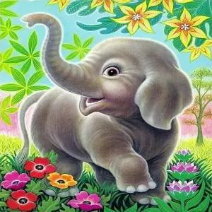 ( )정원 속 아기 코끼리 보석십자수 이젤세트 20x20