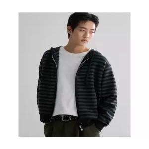 에잇세컨즈 스트라이프 후드 가디건 블랙 45635ASSA5 6038082