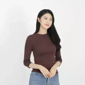 [옷자락]여자 딱붙는 모크넥 가을이너 칠부 다크컬러 슬림 티셔츠