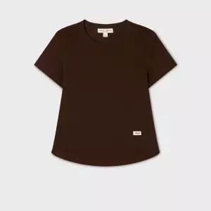 후아유 Round Neck Curved Hem T-shirt WHRAG2433F 244929