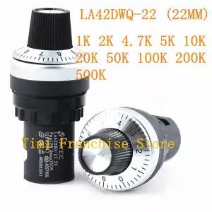 LA42DWQ-22 1K 2K 4.7K 5K 10K 20K 50K 100K 200K 500K 22mm 직경 포트 회전식 전위차계 변환기 거 인버터