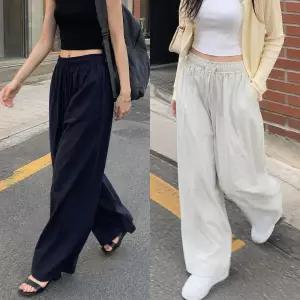 바스락 와이드팬츠 여름 쿨링 밴딩 여성 데일리룩 아노락 냉감바지 얇고 시원한 봄 가을