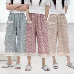 인견 8부 냉감 꽃무늬 바지 여성 홈웨어 잠옷 할머니바지