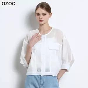 [오조크(OZOC)] 코튼 크롭 반팔자켓 (택가격 214000원)