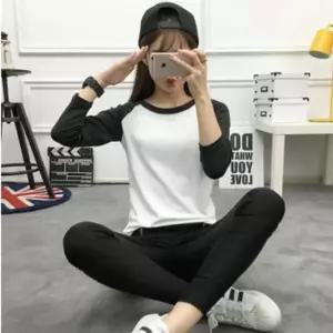 긴팔 여자 기본티 무지티 투톤티셔츠 여성긴팔티