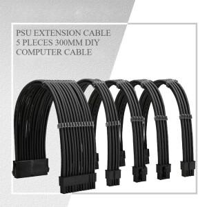 300mm PSU 연장 케이블 키트 ATX 24핀 PCI-E 8AWG 전원 (PC용, 범용 호환)