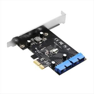 PCI 익스프레스 USB 3.0 19핀 확장 카드 1X에서 2포트 어댑터 내부 20핀 허브 헤더