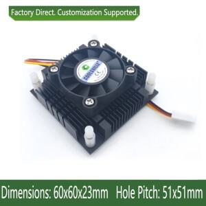60x60x23mm 알루미늄 히트싱크, 12V 저소음 듀얼 볼 베어링 팬, 51x51mm 장착 구멍, 액티브 쿨러