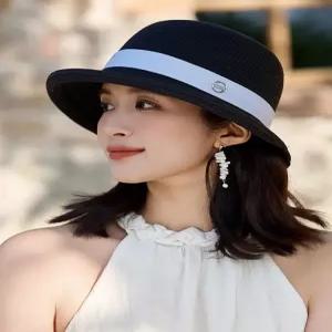 여성 여름 휴양지 밀짚모자 챙모(1) 브라운 여행