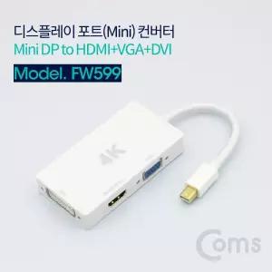 Coms 미니 디스플레이포트 멀티 컨버터 4K 30Hz Mini DP M to HDMI F+DVI F+VGA F DisplayPortPC 네트워크