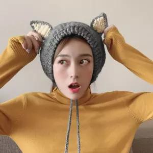 큐티 니트 귀도리(그레이)그레이 여운귀 여성 겨울 마개