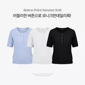 [핫핑](센텀시티점)[러블리버튼/체크포인트] 제이키 포인트버튼 체크배색 헨리넥 반팔니트티(44~100) P0...