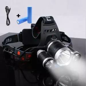 FOCUS 3X CREE T6 3구헤드랜턴 [배터리2개/충전케이블포함] 크리랜턴  야간작업 후레쉬 랜턴 캠핑등 써치