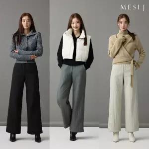 메시제이 날씬핏 세로 퀄팅 퍼 패딩팬츠 3종
