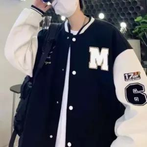 남성 캐주얼 자수 패치 야구점퍼 블루종 바시티 자켓
