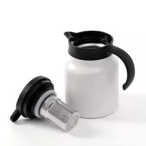 스텐 보온보냉 주전자 900ML 화이트 저그 원터치 테이블팟 티팟