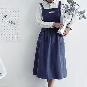 프릴 앞치마 원피스 원예 린넨 북유럽 캐주얼 EW74DFD3