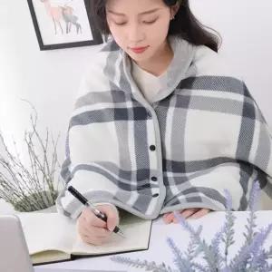 버튼 체크 담요 망토 무릎 후드 똑딱이 극세사 2WD65F14R9