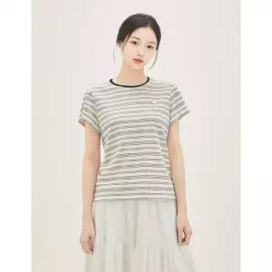 ROEM 스트라이프 반팔 티셔츠 RMHWG37R11 102409