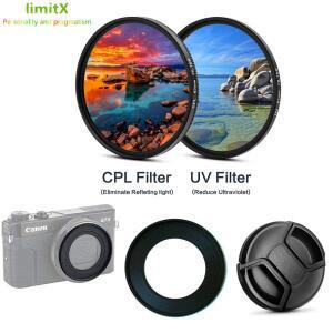 캐논 호환호환 파워샷 G5X G7X 마크 III 3 2 카메라용 CPL UV 필터 및 어댑터 링 렌즈 캡