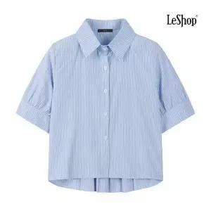르샵 플리츠 카라 스트라이프 반팔 블라우스 DQ2BA050A 409254