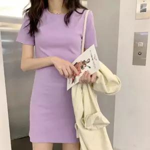 퍼플 여성 오피스룩 이쁜 미니 원피스 데이트 치마