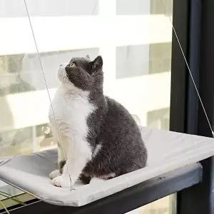 [셀러허브 생활리빙]고양이 창문 해먹 사각 침대 유리창 캣타워 흡착식 (51373992)
