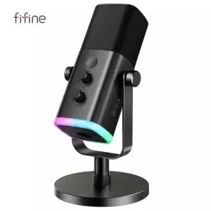 터치 음소거 버튼 헤드폰 잭 I/O 컨트롤 PC PS5/4 믹서 게임용 마이크 Ampligame AM8이 포함된 FIFINE